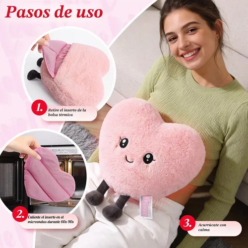 Vista 7 de Almohada de corazón rosa de 11.8 pulgadas, almohada de amor, bonita felpa, almohadas de corazón para vivir, animales de peluche aptos