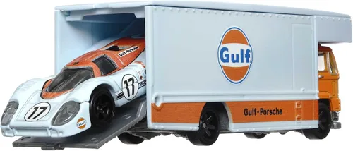 Vista 2 de Hot Wheels Folleto de la flota de transporte del equipo con Porsche 917 LH '18