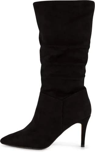 Vista 2 de CUSHIONAIRE Botas Porsha de tacón fruncido para mujer con espuma viscoelástica, anchos disponibles, Negro