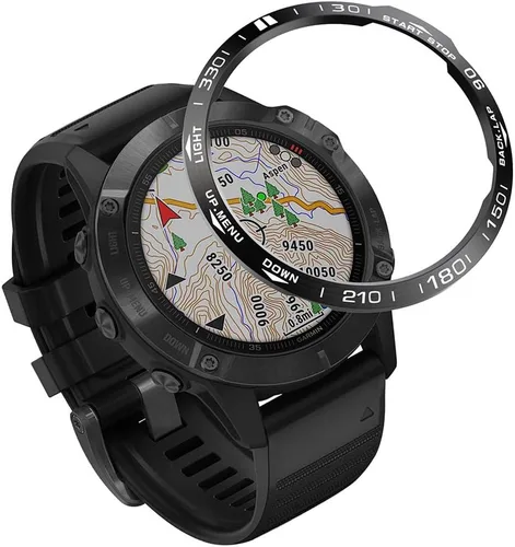 Vista 13 de REYDA Bisel de reloj compatible con Garmin Fenix 6/6 Pro Bisel Ring, acero inoxidable bisel Loop cubierta adhesiva resistente a los arañazos, bisel
