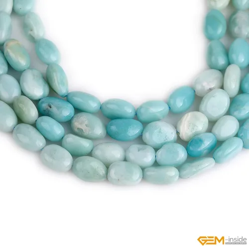 Vista 4 de GEM-Inside 9x12mm Natural Amazonite Stone Gemstone Semi Precious Freeform Baroque Potato Beads for Jewelry Making 15
