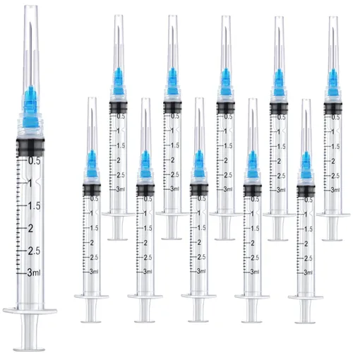 Vista 15 de Paquete de 15 jeringas de plástico de 1ml 25Ga con medición para laboratorios científicos y dispensación industrial, desechables envueltas