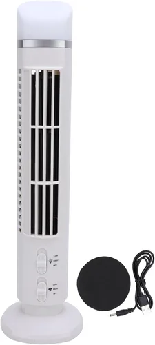 Vista 5 de Bladeless Tower Fan USB Desk, 34dB Quiet (White)