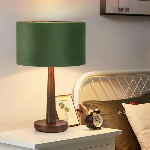 Vista 11 de Lámpara de mesa moderna de 18.5 pulgadas con base de madera de nogal, lámpara de escritorio regulable con certificación UL y mesita de noche