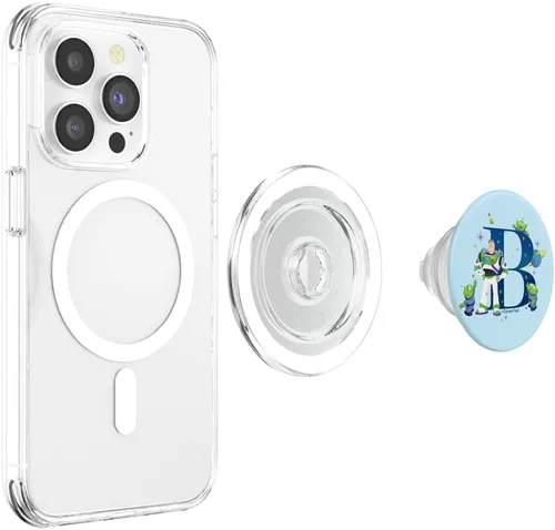 Vista 4 de Disney and Pixar - Monograma del alfabeto Letra B Buzz Lightyear PopSockets MagSafe PopGrip para iPhone