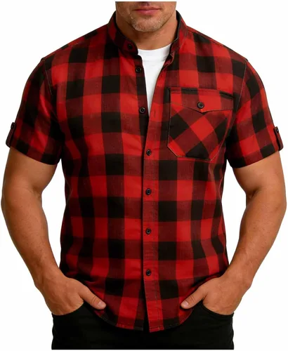 Vista 9 de Camisas de manga corta con botones para hombre, estilo occidental, con bolsillo, ligeras, transpirables, ajuste regular