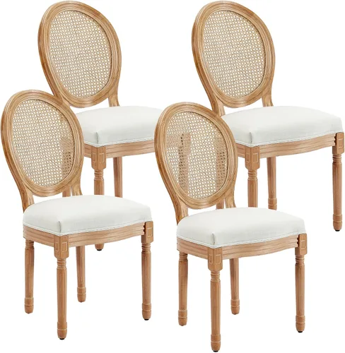 Vista 19 de Juego de 2 sillas de comedor de ratán, sillas de comedor de estilo francés rústico de mediados de siglo, sillas de comedor de acento estilo granja