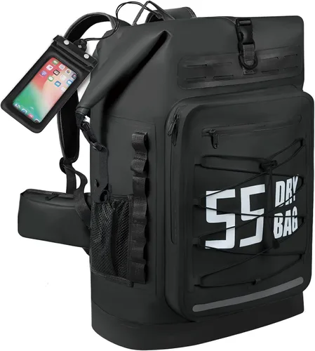 Vista 83 de MORXPLOR Bolsa seca impermeable, 5L/10L/20L/30L/40L/55L Mochila seca con funda impermeable para teléfono para natación, kayak