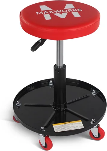 Vista 2 de MaxWorks 80771 Asiento neumático de rodillo/rastrillo con altura ajustable - Capacidad de 300 libras