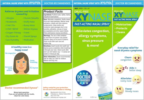 Vista 2 de Xynase - Paquete de 3 aerosoles nasales salinos naturales con xilitol, alivia la congestión nasal, nariz seca, síntomas de alergia, presión sinusal