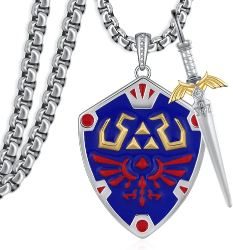 Vista 10 de Collar de espada maestra de plata de ley, collar de eslabones para guerreros de cosplay, regalos de joyería unisex