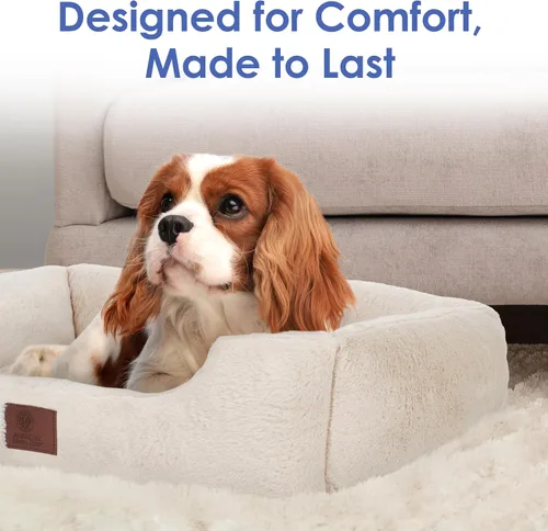 Vista 7 de American Kennel Club Cuddler - Cama para mascotas con entrada de perfil bajo, cama de felpa para perros de 25 pulgadas para razas pequeñas, cama