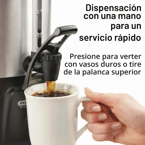 Vista 8 de Proctor Silex 45100 Urna para café de aluminio cepillado para 100 tazas