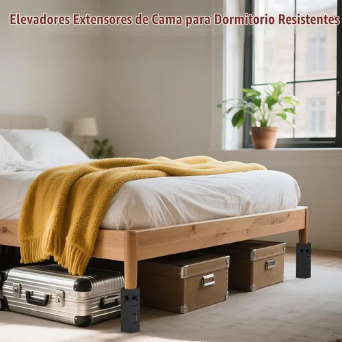 Vista 2 de Extensores de cama resistentes para dormitorio, aumenta el espacio de almacenamiento debajo de la cama, se adapta a patas de cama de 1.5 a 2.2
