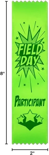 Vista 3 de RibbonsNow Cintas para participantes del día de campo escolar - 100 cintas de estilo marcador verde intenso