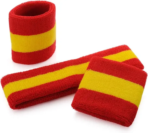 Vista 110 de ONUPGO - Conjunto de diadema y muñequeras deportivas para el sudor, hechas de algodón con bucles, muñequeras, contra humedad