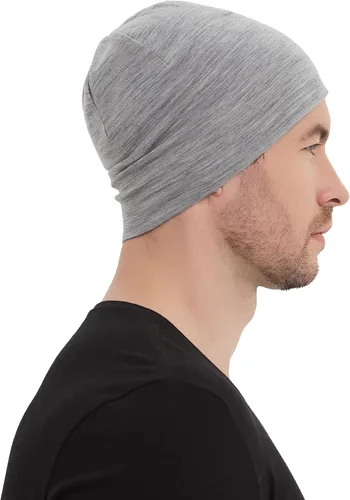 Vista 4 de Gorro de lana merina, gorra ligera para correr, transpirable, gorro de dormir para hombres y mujeres
