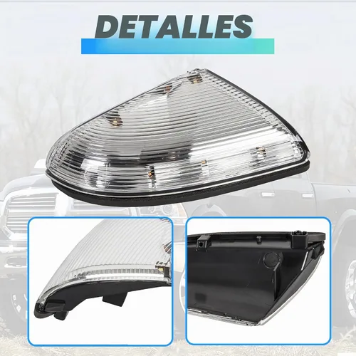 Vista 6 de ECOTRIC Luz de Charco de Señal de Giro del Espejo Izquierdo Compatible con Dodge Ram 1500 2009-2013 y 2500 2010-2013 LH Cubierta de Carcasa