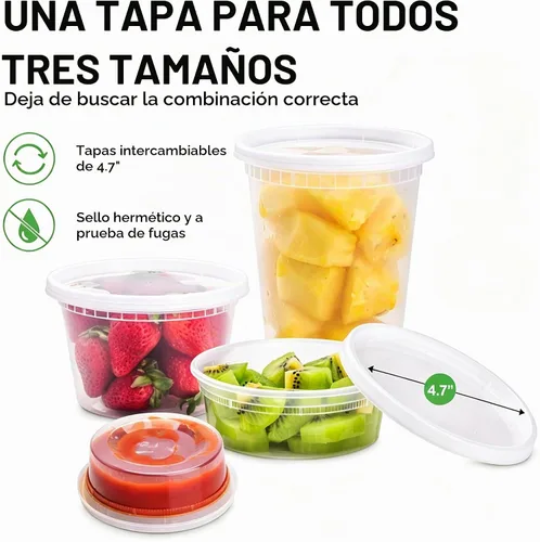 Vista 2 de TashiBox 24 juegos de recipientes de plástico con tapas, 8 onzas, 16 onzas, 32 onzas, 8 juegos cada uno, recipientes herméticos para almacenamiento