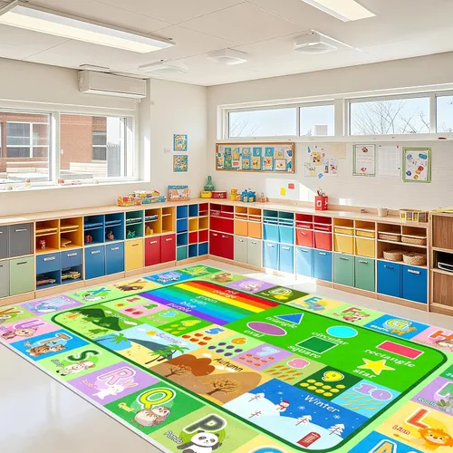 Vista 19 de Alfombra infantil para sala de juegos, dormitorio, 2.5 x 4 pies, alfombra educativa ABC para aula, guardería, alfombra antideslizante de aprendizaje