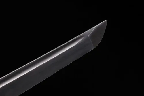 Vista 2 de Espada samurai japonesa hecha a mano, Katana de acero T10 de 41 pulgadas, hoja templada de arcilla es resistente y afilada (marrón)