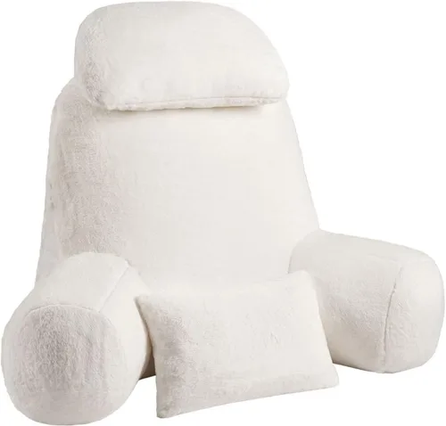 Vista 11 de NOONTIDE Almohada de lectura para adultos sentados en la cama: almohada de espalda extragrande de 32 pulgadas con rollo de cuello desmontable