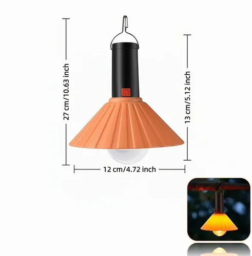 Vista 9 de Luz LED recargable para campamento, 3000 K blanco cálido, 3 modos de brillo, IPX6 impermeable, carga USB-C, gancho desmontable, luz portátil