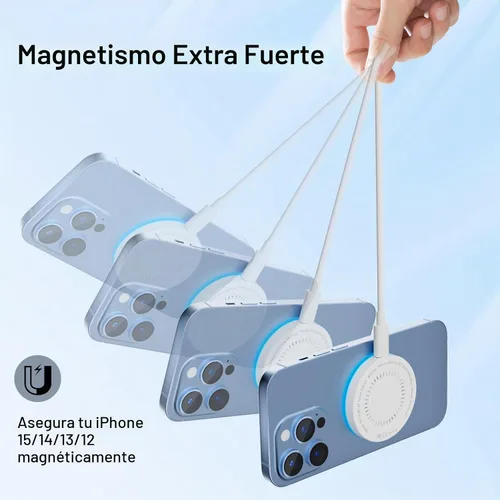 Vista 5 de Paquete de 2 cargadores inalámbricos magnéticos de 15 W, base de carga rápida c/cable USB C a USB C de 6 pies; apto para iPhone series