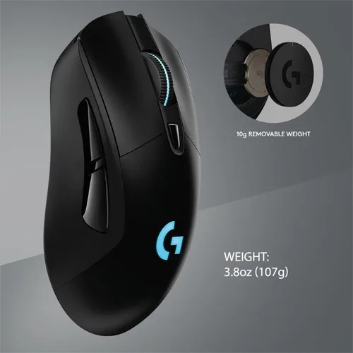Vista 4 de Ratón inalámbrico Logitech G703 Lightspeed con sensor Hero 16K compatible con PowerPlay Lightsync RGB ligero 95G10G opcional 100-16 000 DPI puños