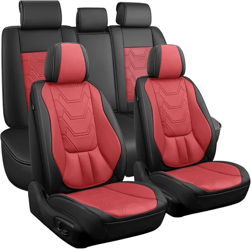 Vista 10 de CAPITAUTO Juego completo de fundas de asiento de automóvil, fundas de asiento negras para automóvil con soporte lumbar, fundas de asiento