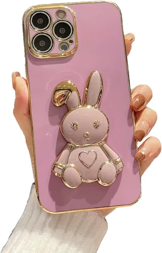 Vista 12 de Funda con soporte de conejo de corazón para Xiaomi Redmi A1, galvanizado suave TPU protector delgado a prueba de golpes con lindo conejito soporte