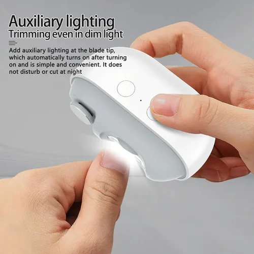 Vista 3 de Imwing - Cortaúñas eléctrico de fácil clip y pulidor 2 en 1 con luz LED, recortador seguro de dedos y uñas para personas mayores, niños, adultos