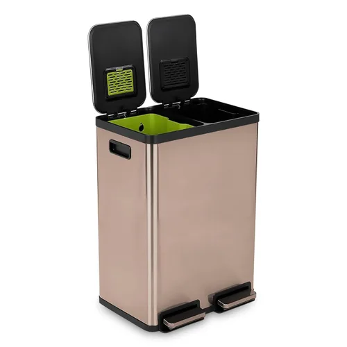 Vista 10 de SIMPLI-Magic Elegante bote de basura negro con pedal de 16 galones (60 litros), cubo de basura de cocina de doble compartimento con contenedores