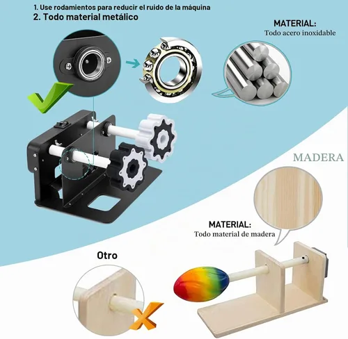Vista 2 de Vaso giratorio giratorio con marco Matal doble, para manualidades, máquina epoxi para bricolaje con eje de dirección profesional de equilibrio