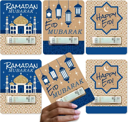 Vista 9 de Big Dot of Happiness Ramadán - DIY Eid Mubarak Party Money Holder Gift - Cash Cake
