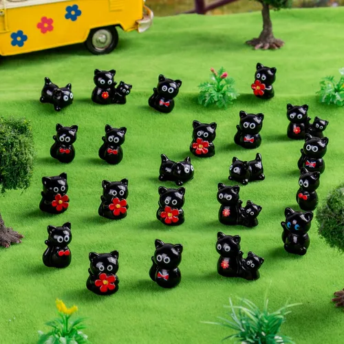 Vista 9 de 36 piezas Figuras de Gatos Negros en Mini de Resina Variedad de Animales Pequeños Pequeñas Figuras de Gatos en Miniatura a Granel para Accesorios