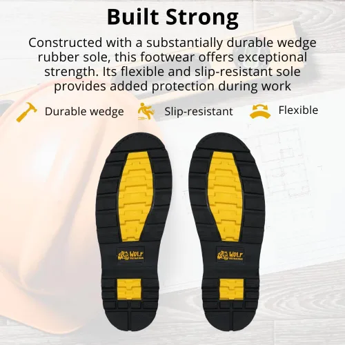 Vista 9 de WOLF Bota de Trabajo 100% Cuero Superior Genuino Resistente al Aceite y a la Abrasión Peligros Eléctricos Suela de Goma Antideslizante