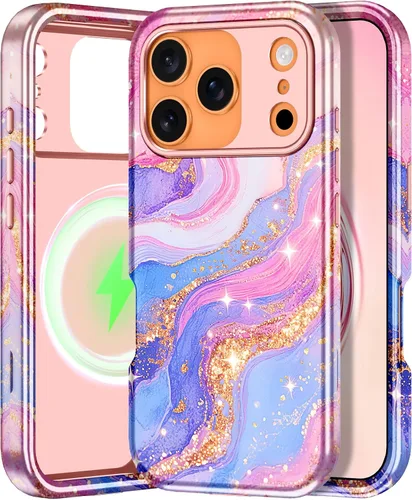 Vista 24 de CASEFIV Funda compatible con iPhone 11, patrón de mármol 3 en 1, resistente a prueba de golpes y caídas, cuerpo completo, policarbonato duro