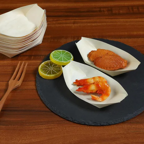 Vista 9 de Hemoton 100 botes desechables de bambú para sushi, bandeja de madera biodegradable, 5.5 x 3.14 x 1.57 pulgadas, 100 piezas, para sushi, aperitivo