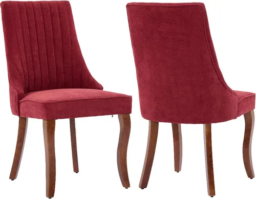 Vista 22 de Juego de 2 sillas de comedor modernas de mediados de siglo, tapizadas de tela beige, sillas de cocina y comedor, sillas de cocina con patas