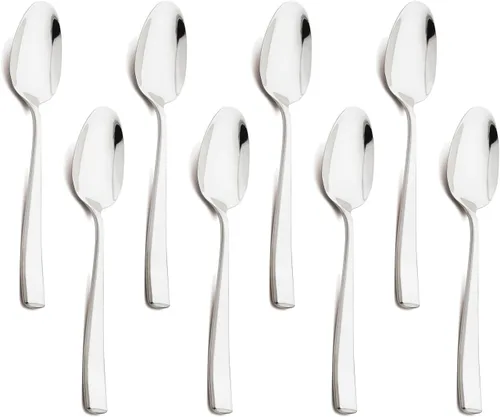 Vista 9 de Cucharas de cena de acero inoxidable 18/10, cucharas plateadas para comer sopa, cereales, cuchara de comida para uso diario