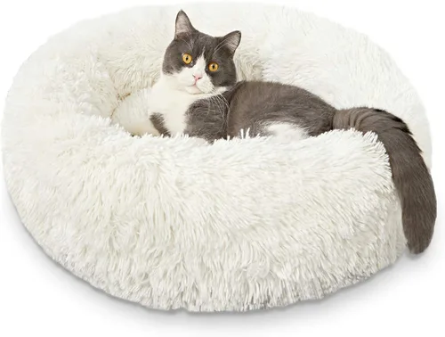 Vista 10 de Hachikitty Calming Donut Cuddler - Cama para perros medianos, 24 pulgadas