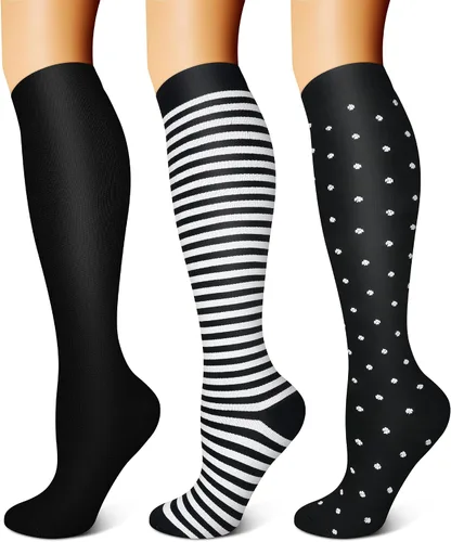 Vista 14 de FEYHAY Calcetines de compresión de cobre (3 pares) de 15-20 mmHg de circulación es la mejor atlética y diaria para hombres y mujeres, correr