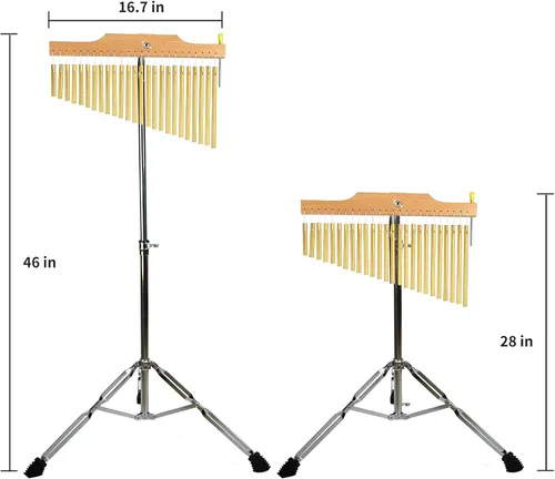 Vista 5 de ENNBOM Campanillas de barra con soporte ajustable para 25 notas 36 notas, campanillas de viento de una hilera, instrumento de percusión musical