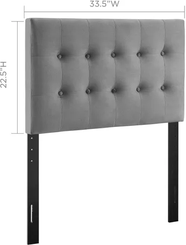 Vista 2 de Modway Emily - Cabecera de terciopelo con diseño capitoné de tamaño individual, color gris