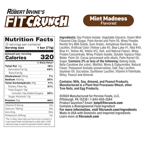 Vista 2 de FITCRUNCH - Barra de proteína de galletas cargada, alta proteína, sin gluten, aperitivo proteico (12 barras de galletas, locura de menta)