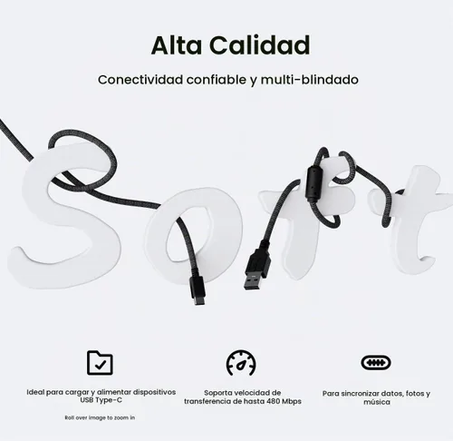 Vista 2 de PWNAGE Cable USB C ultra flexible de Paracord ultra personalizado para teclado de juegos, mouse, carga, cable de teclado mecánico de doble funda