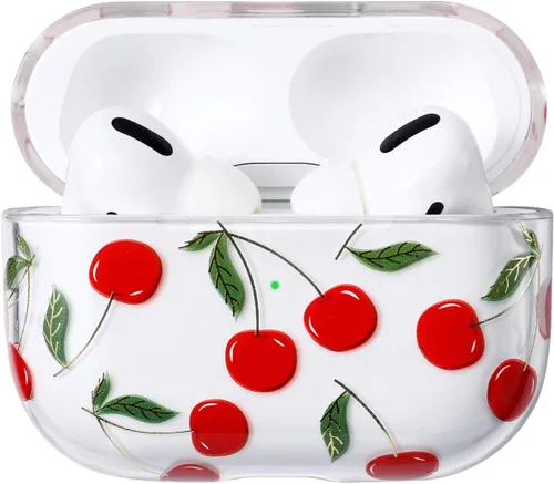 Vista 9 de AKABEILA Funda compatible con Apple Airpods Pro para mujer, transparente con diseños, policarbonato duro, a prueba de golpes [LED frontal visible]