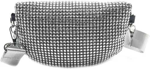 Vista 7 de Riñonera de cristal brillante con diamantes de imitación para mujeres y niñas, cinturón pequeño, bolsa cruzada para teléfono celular, para fiestas