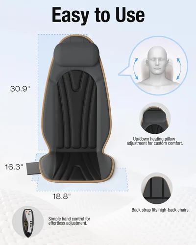 Vista 6 de SLOTHMORE Cojín para silla de masaje con calor, cojín de asiento de masaje Gris